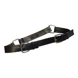 Suzi Roher Black Belt Leather Elastic Double Buckle Size M Canada Elegant Unique